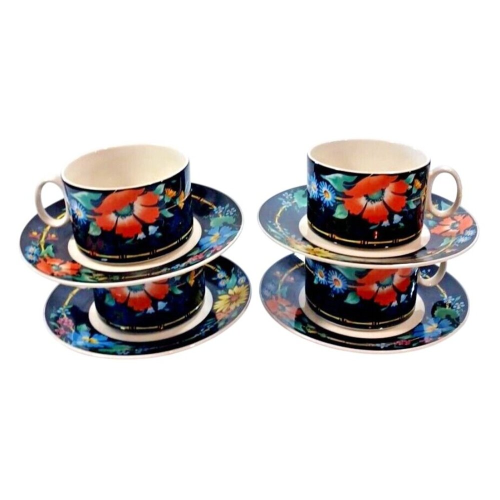 4 Vintage Villeroy & Boch Xenia Luxembourg Porcelain Tea Cup and Saucer Sets - Picture 1 of 6